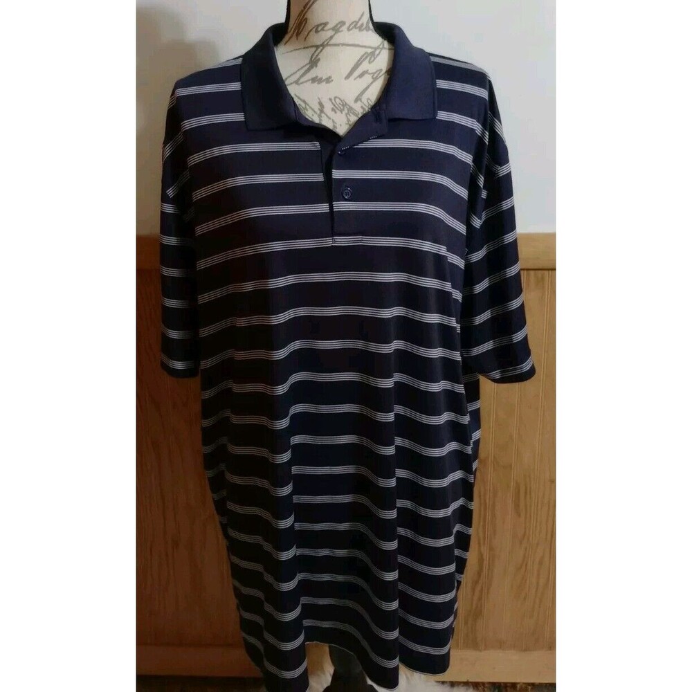Callaway Polo Golf Shirt Mens Sz XL Opti-Dri Black Striped SS At Leisure GUC
